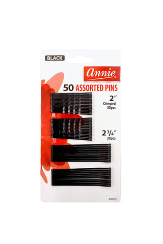 Annie Assorted Pins Black 50 count
